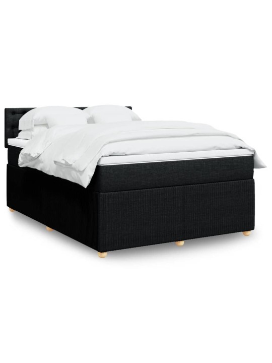 Box spring postel s matrací černá 140 x 190 cm textil