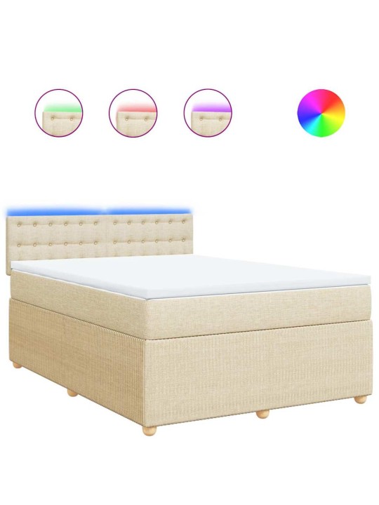 Box spring postel s matrací krémová 140x190 cm textil