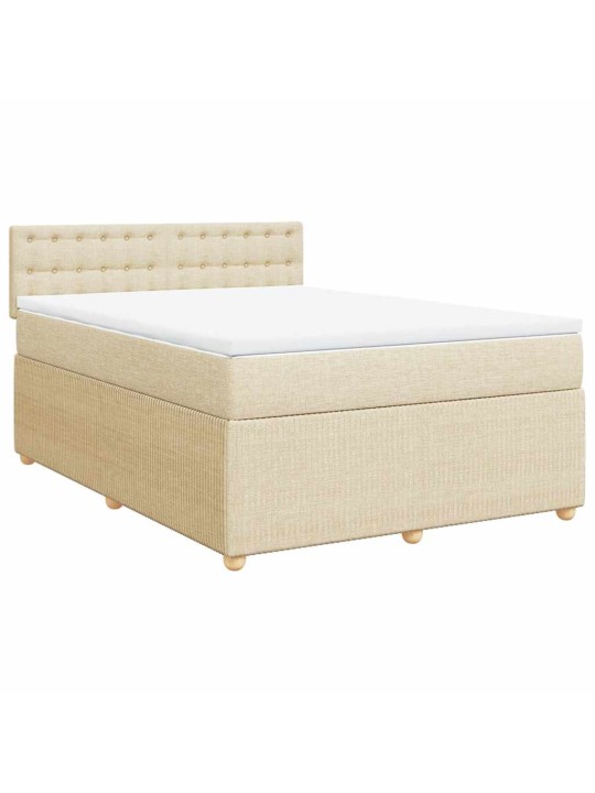 Box spring postel s matrací krémová 140x190 cm textil