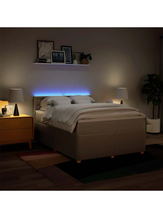 Box spring postel s matrací krémová 140x190 cm textil