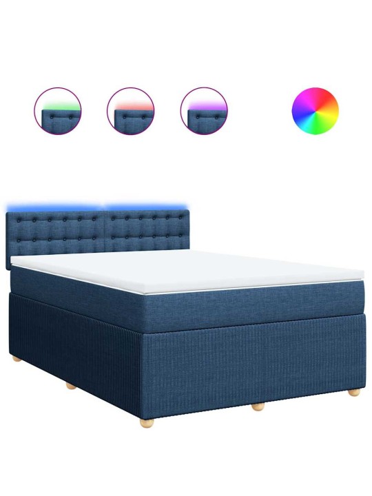 Box spring postel s matrací modrá 140x190 cm textil