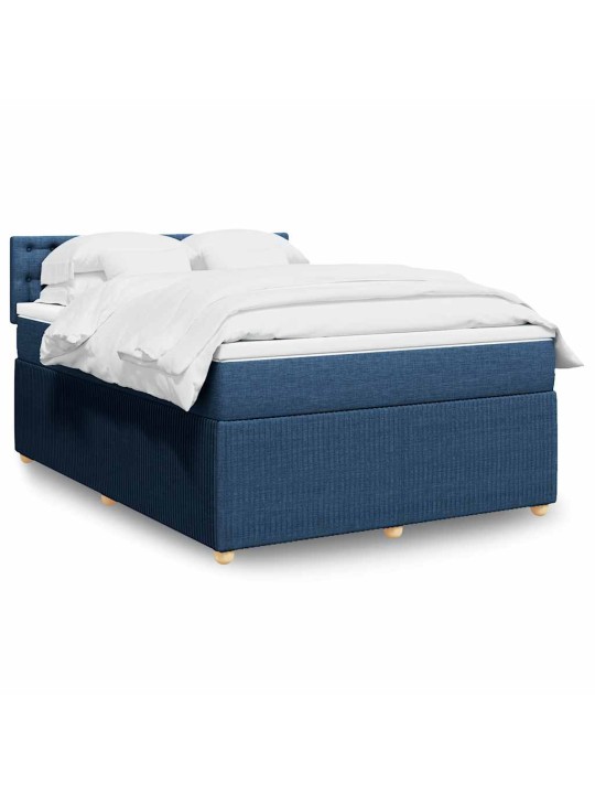 Box spring postel s matrací modrá 140x190 cm textil