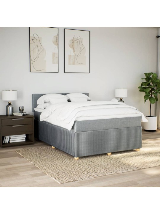Box spring postel s matrací světle šedá 140 x 200 cm textil