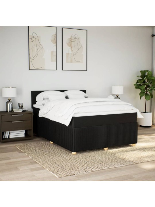 Box spring postel s matrací černá 140x200 cm textil