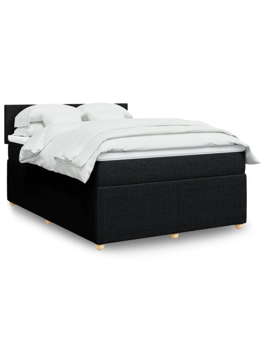 Box spring postel s matrací černá 140x200 cm textil