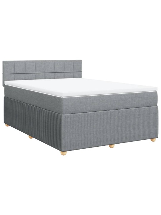 Box spring postel s matrací světle šedá 140 x 200 cm textil