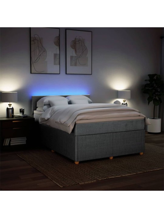 Box spring postel s matrací světle šedá 140 x 200 cm textil