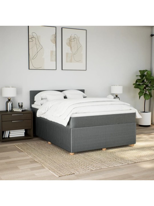 Box spring postel s matrací tmavě šedá 140x200 cm textil