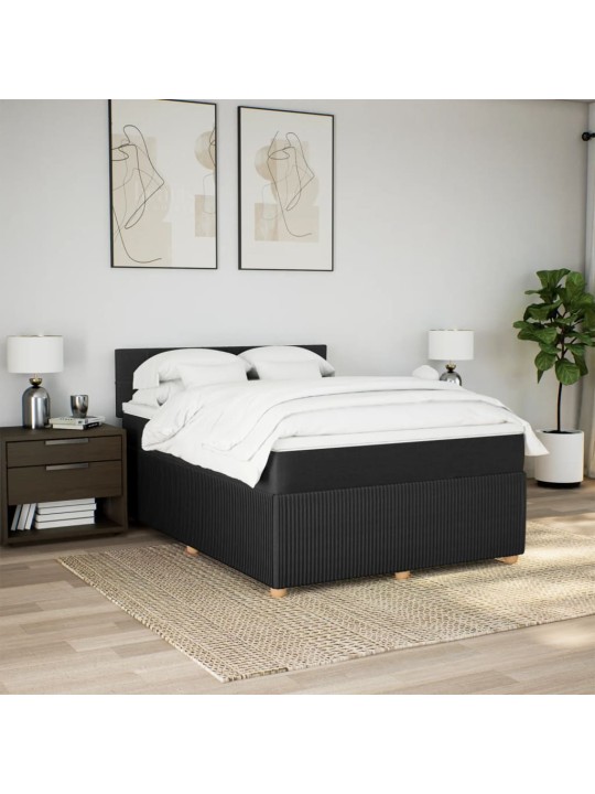 Box spring postel s matrací černá 140x200 cm textil