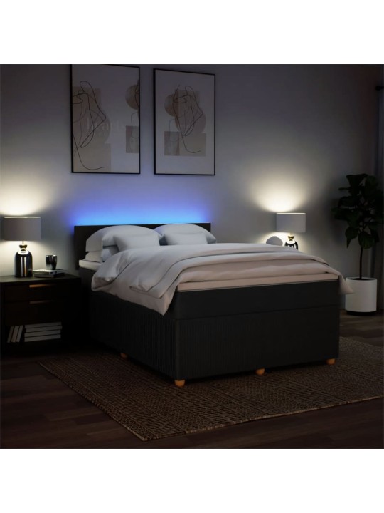 Box spring postel s matrací černá 140x200 cm textil