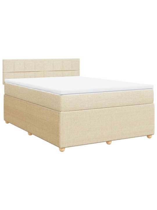 Box spring postel s matrací krémová 140x200 cm textil