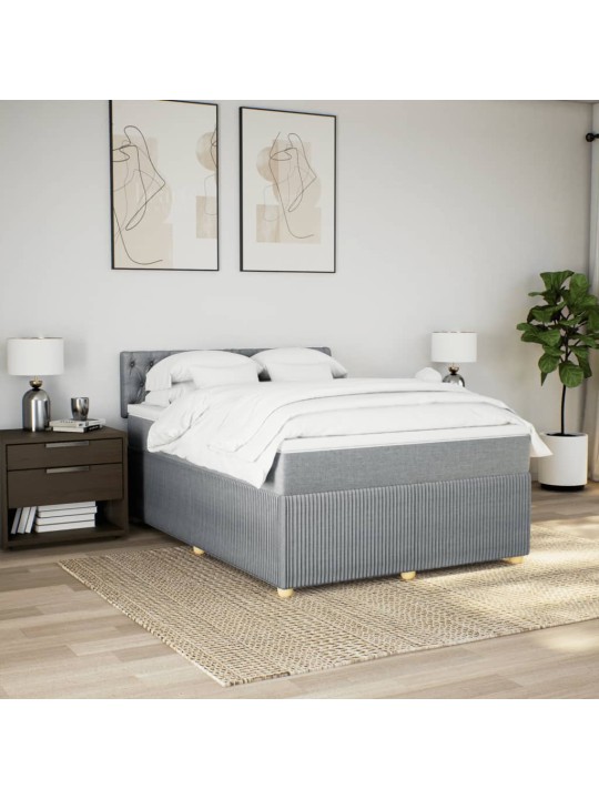 Box spring postel s matrací světle šedá 140 x 200 cm textil