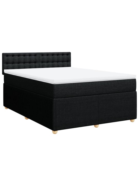 Box spring postel s matrací černá 140x200 cm textil