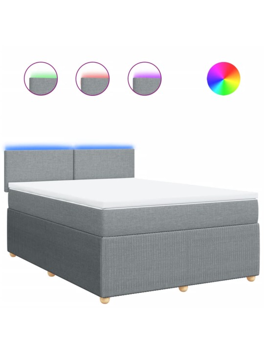 Box spring postel s matrací světle šedá 160 x 200 cm textil
