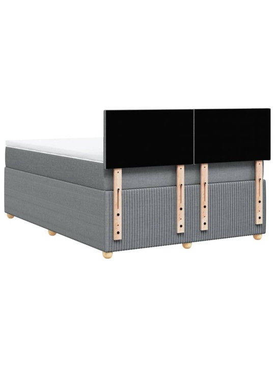 Box spring postel s matrací světle šedá 160 x 200 cm textil