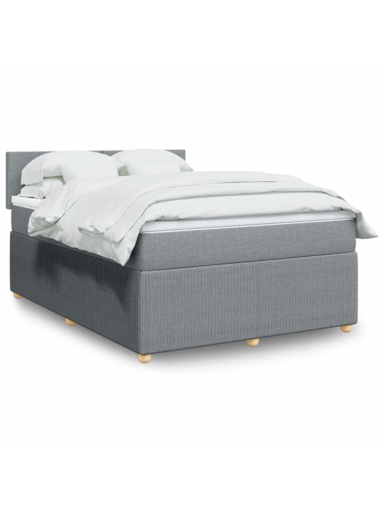 Box spring postel s matrací světle šedá 160 x 200 cm textil