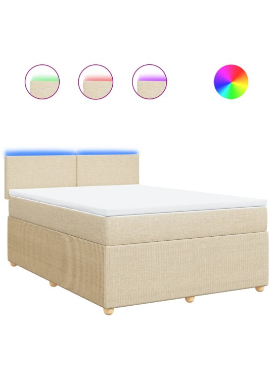 Box spring postel s matrací krémová 160x200 cm textil