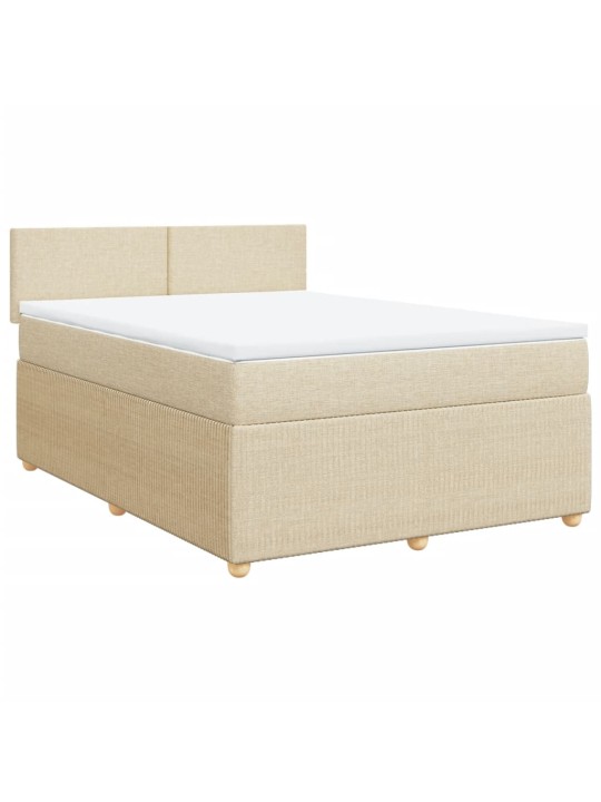 Box spring postel s matrací krémová 160x200 cm textil