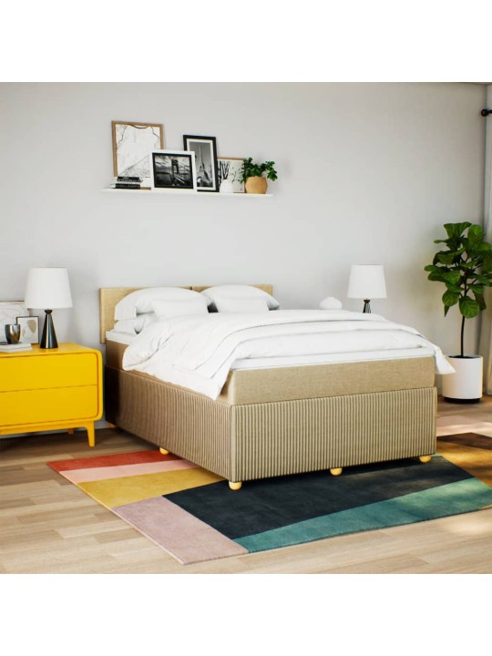 Box spring postel s matrací krémová 160x200 cm textil