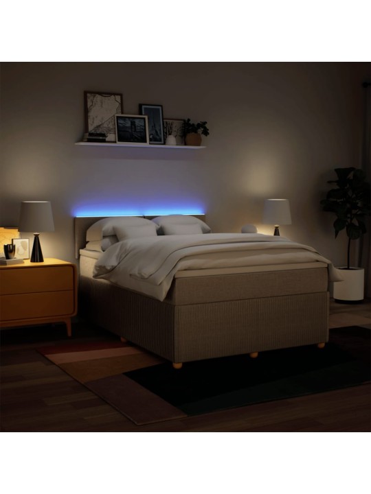 Box spring postel s matrací krémová 160x200 cm textil