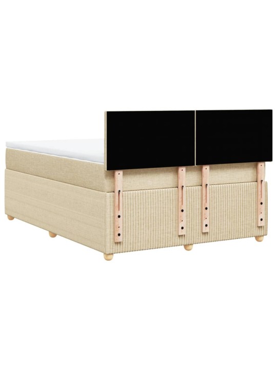 Box spring postel s matrací krémová 160x200 cm textil