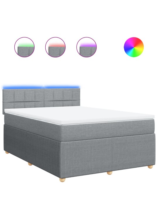 Box spring postel s matrací světle šedá 160 x 200 cm textil