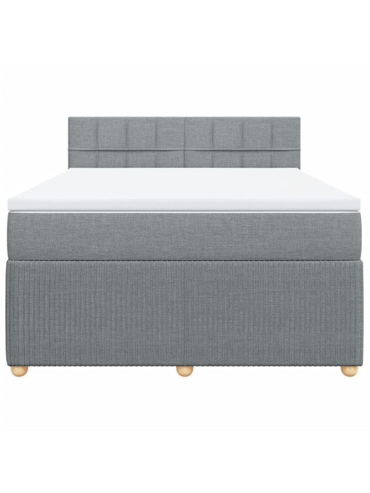 Box spring postel s matrací světle šedá 160 x 200 cm textil