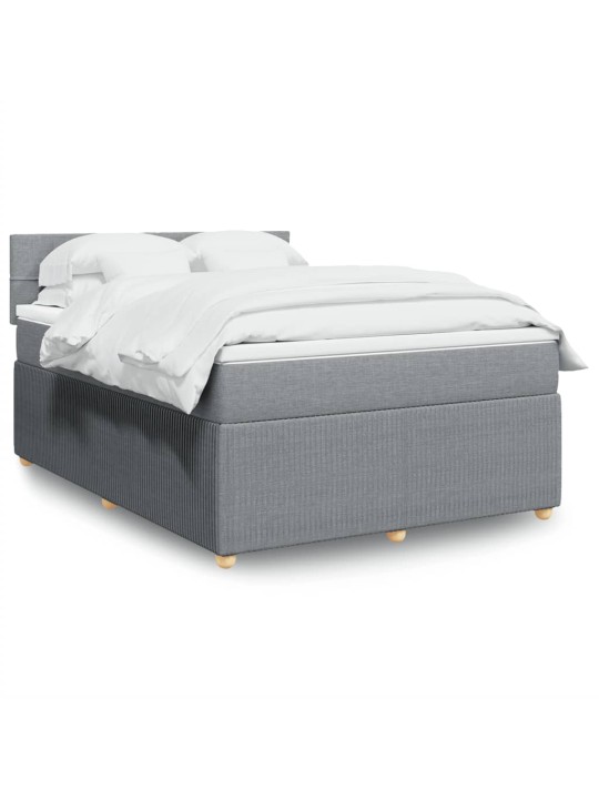 Box spring postel s matrací světle šedá 160 x 200 cm textil