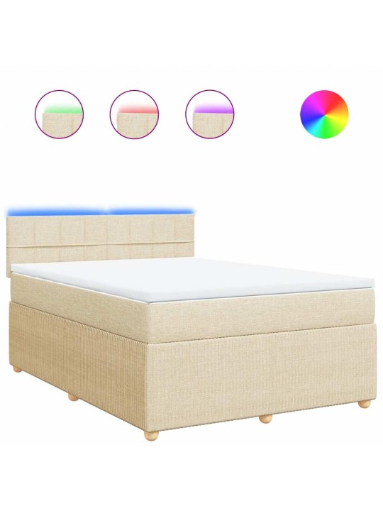 Box spring postel s matrací krémová 160x200 cm textil