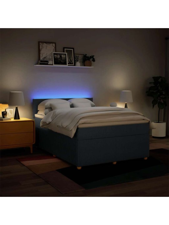 Box spring postel s matrací modrá 160x200 cm textil