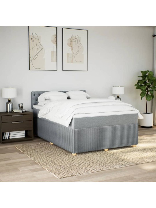 Box spring postel s matrací světle šedá 160 x 200 cm textil