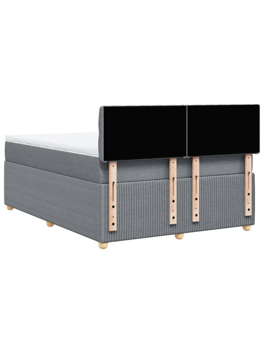 Box spring postel s matrací světle šedá 160 x 200 cm textil