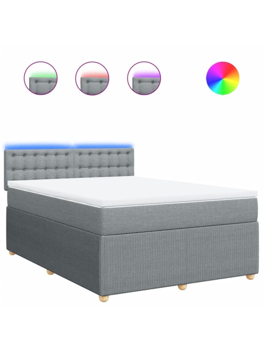 Box spring postel s matrací světle šedá 160 x 200 cm textil