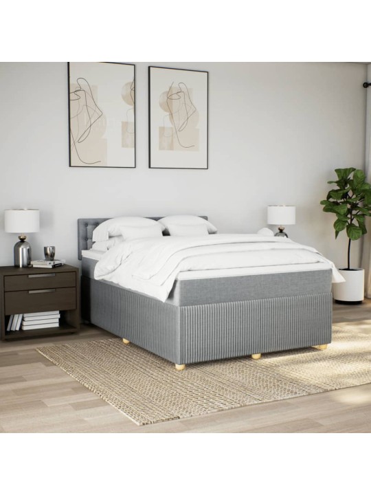 Box spring postel s matrací světle šedá 160 x 200 cm textil