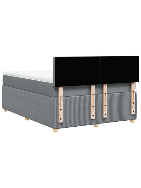 Box spring postel s matrací světle šedá 160 x 200 cm textil