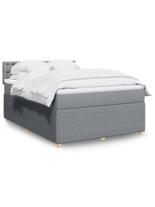 Box spring postel s matrací světle šedá 160 x 200 cm textil