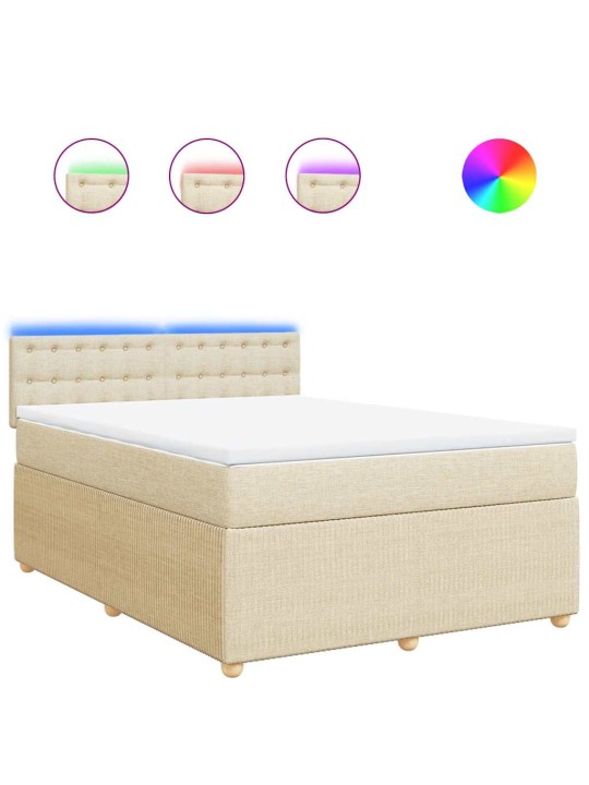 Box spring postel s matrací krémová 160x200 cm textil