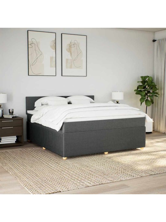 Box spring postel s matrací tmavě šedá 180x200 cm textil