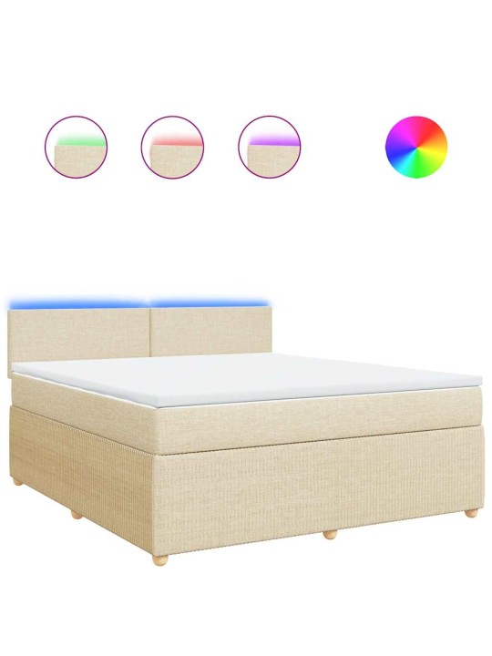 Box spring postel s matrací krémová 180x200 cm textil