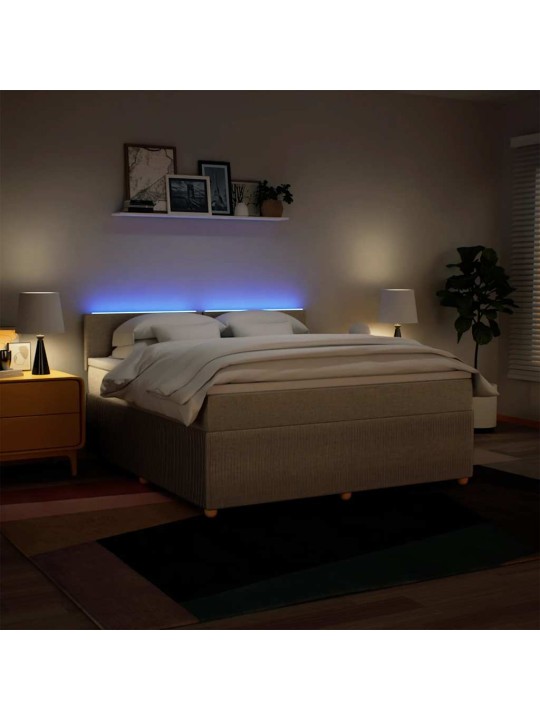 Box spring postel s matrací krémová 180x200 cm textil