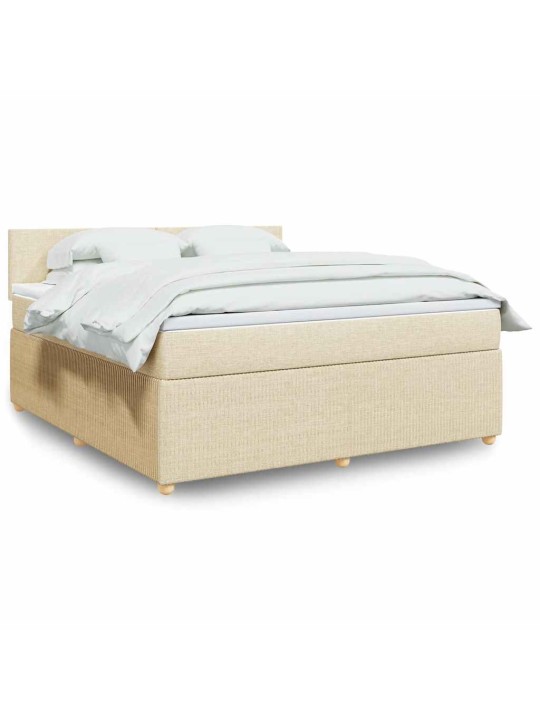 Box spring postel s matrací krémová 180x200 cm textil