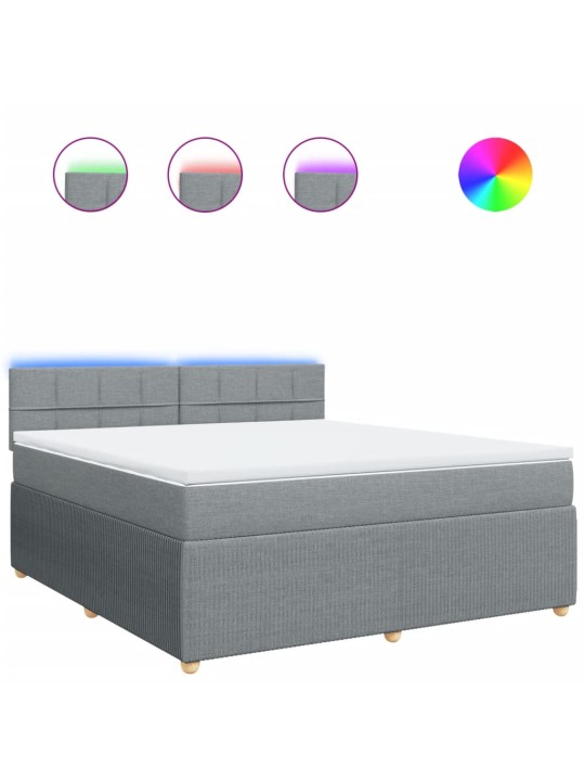 Box spring postel s matrací světle šedá 180 x 200 cm textil