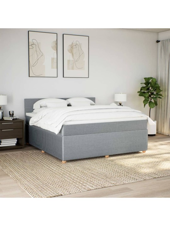 Box spring postel s matrací světle šedá 180 x 200 cm textil
