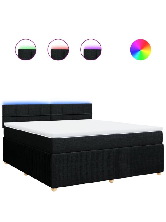 Box spring postel s matrací černá 180x200 cm textil
