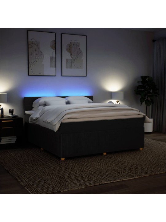Box spring postel s matrací černá 180x200 cm textil