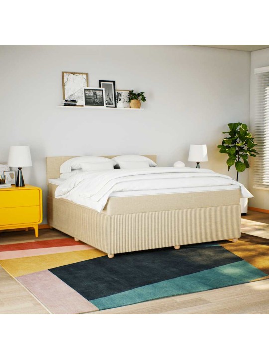 Box spring postel s matrací krémová 180x200 cm textil