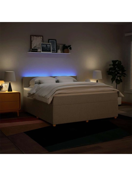 Box spring postel s matrací krémová 180x200 cm textil