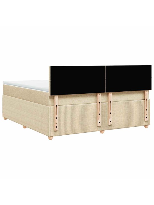 Box spring postel s matrací krémová 180x200 cm textil