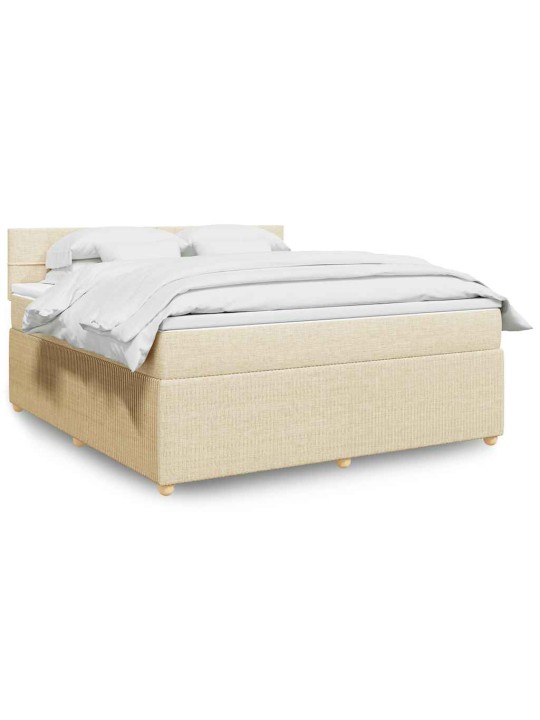 Box spring postel s matrací krémová 180x200 cm textil