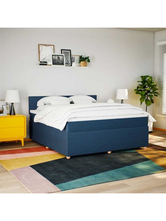 Box spring postel s matrací modrá 180x200 cm textil